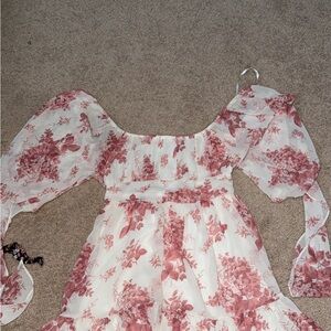 Windsor White Dress with Rose Floral Print